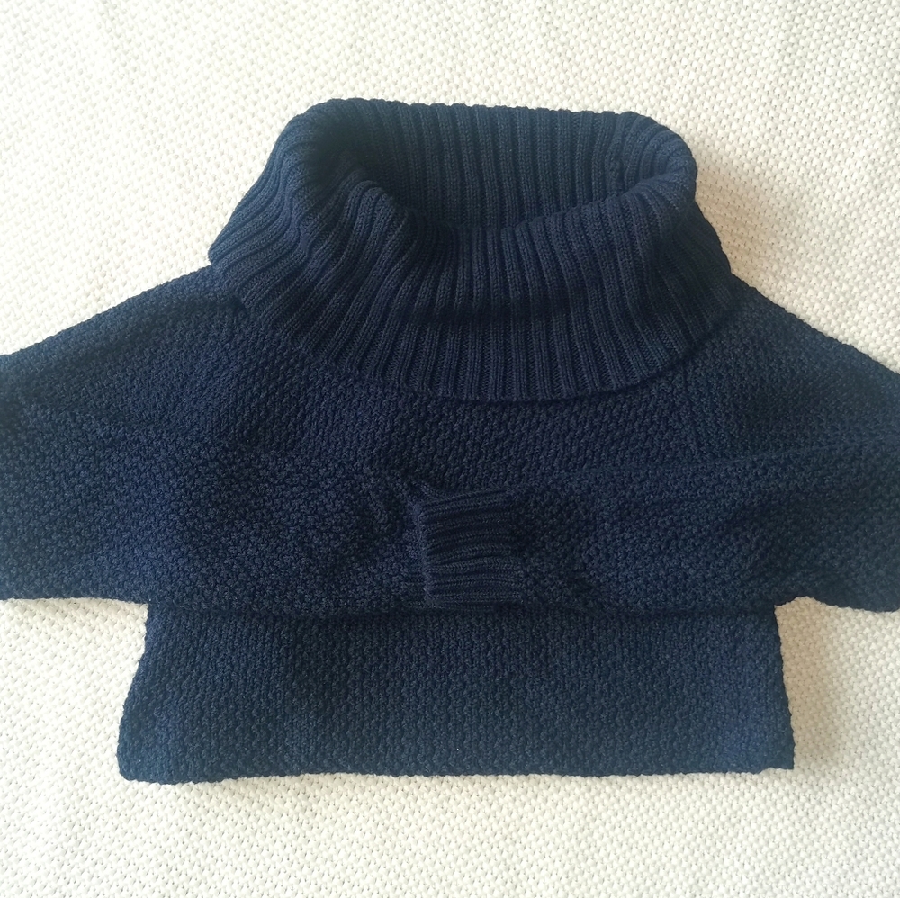 2/$30 Navy cowl neck sweater waffle style fabric